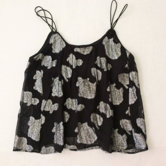 Lucky Brand Silver Flower Tank Top Camisole Black - Picture 3 of 8